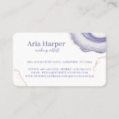 パープル&グレイエレガントゲード金ゴールドグリッターアゲート 名刺 (裏面)