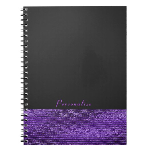 パープル&グレイモダンムシークインシエレガントック ノートブック (正面)