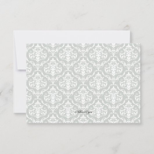 パープル＆グレーのダマスク柄の結婚式の招待状（Save the Date） 招待状 (裏面)