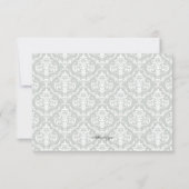 パープル＆グレーのダマスク柄の結婚式用「Save the Date」カード 招待状 (裏面)