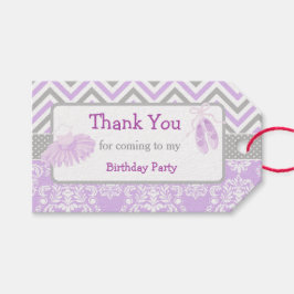 パープル&グレーシェブロンバレリーナサンキューギフトラベル ギフトタグ