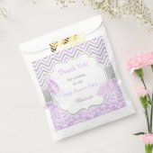 パープル&グレーシェブロンバレリーナベビーシャワー フェイバーバッグ (封をした状態)