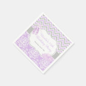 パープル&グレーシェブロンバレリーナ誕生日 スタンダードカクテルナプキン (角)