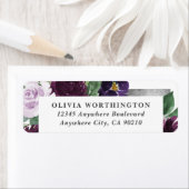 パープル&グレーシルバーウォーターカラー牡丹秋の結婚式 ラベル (インサイチュ)