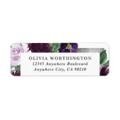 パープル&グレーシルバーウォーターカラー牡丹秋の結婚式 ラベル (正面)