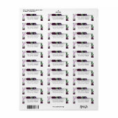 パープル&グレーシルバーウォーターカラー牡丹秋の結婚式 ラベル (フルシート)