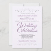 パープル&グレーシンプルエレガントウェディング招待状 招待状 (正面)