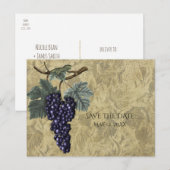 パープル グレープス ヴァインヤード ウェディング イベント セーブ ザ デート 案内ポストカード (正面/裏面)