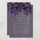 パープル グレープス ヴィンテージ ウェディング レセプション 招待状 (正面/裏面)