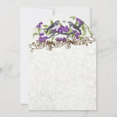 パープル&グレーヴィンテージラブバード結婚ズ 招待状 (裏面)