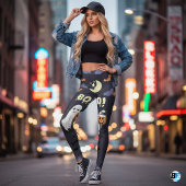 パープル&グレー「ブー!」 かわいいハローウィンパーティ レギンス