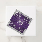 パープル、グレー ラブ ハーツ ブライダル シャワー フェイバータグ (インサイチュ)