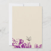 パープル グレー ヴィンテージ フラワーブライダルシャワー 招待状 (裏面)