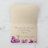 パープル グレー ヴィンテージ フラワー ウェディング サンクス カード (内部)