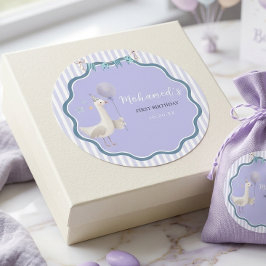 パープル・グース 1歳の誕生日 パーソナライズ キッズパーティー ラウンドシール