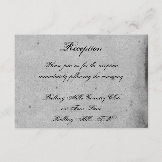 パープル ゴシック オウル ポッシュ ウェディング レセプション エンクロージャーカード (正面)