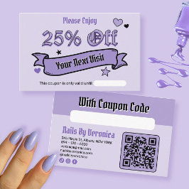 パープル ゴシック ネイルサロン 25% オフ クーポン カード