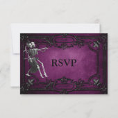パープル ゴシック ハロウィン ウェディング RSVP カード (裏面)