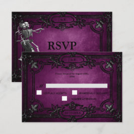パープル ゴシック ハロウィン ウェディング RSVP カード