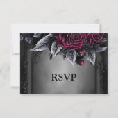 パープル ゴシック ハロウィン ウェディング RSVP カード (裏面)