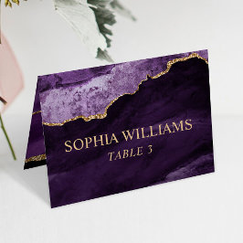 パープル&ゴールドの結婚式テーブルカード テーブルナンバー