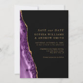 パープル＆ゴールドの結婚式予告 招待状 (正面)