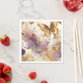 パープル＆ゴールドの蝶のドレス ファンタジー スイート16 スタンダードカクテルナプキン (インサイチュ)