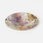 パープル＆ゴールドの蝶のドレス ファンタジー スイート16 ペーパープレート (アングル)