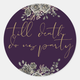 パープル&ゴールドローズ フローラル ゴシック ウェディング フェイバー ラウンドシール