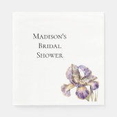 パープル ゴールド アイリス フラワーバタフライ ブライダルシャワー スタンダードランチョンナプキン (正面)