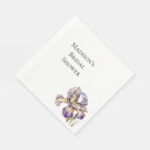 パープル ゴールド アイリス フラワーバタフライ ブライダルシャワー スタンダードランチョンナプキン (角)