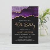 パープル ゴールド アゲート 90歳 誕生日 招待状 (スタンド正面)