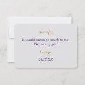 パープル ゴールド ウォーターカラー ブーケ ブライズメイド 招待状 (裏面)