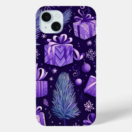 パープル+ゴールド クリスマス オーナメント ポインセチア Case-Mate iPhoneケース (裏面)