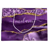 パープル ゴールド グリッター マーブル お名前 ギフトバッグ (正面)
