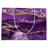 パープル ゴールド グリッター マーブル お名前 ギフトバッグ (裏面)