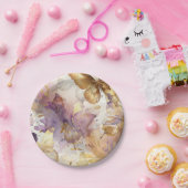 パープル＆ゴールド バタフライドレス ファンタジー スイート16 ペーパープレート (パーティー)