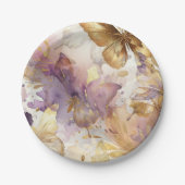 パープル＆ゴールド バタフライドレス ファンタジー スイート16 ペーパープレート (正面)