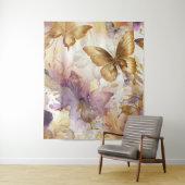 パープル＆ゴールド バタフライ 水彩の蝶 タペストリー (インサイチュ)