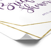 パープル ゴールド フラワー ブライダル シャワー ウェルカム ポスター (角)