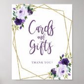 パープル ゴールド フローラル カード＆ギフト サイン (正面)