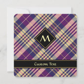 パープル、ゴールド、ブルーのタータン 招待状 (正面)