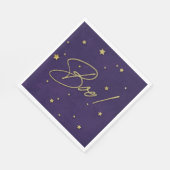 パープル/ゴールド ブー！ ハロウィンパーティー スタンダードランチョンナプキン (角)