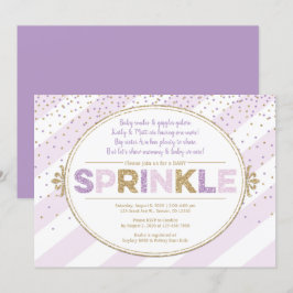 パープル ゴールド ベイビー スプリンクル 招待状 女の子 グリッター