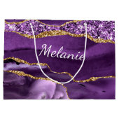パープル ゴールド マーブル オーダーメイド ネーム ギフトバッグ (裏面)