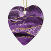 パープル ゴールド マーブル オーナメント  名前入りカスタム (左)