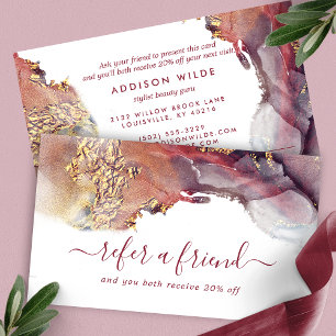 パープル ゴールド モダンアート 液体水彩インク 紹介カード