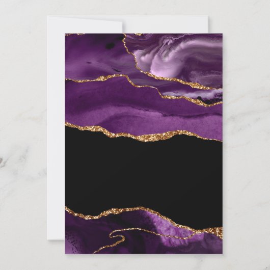 パープル＆ゴールド 保存日付のお知らせ 招待状 (裏面)