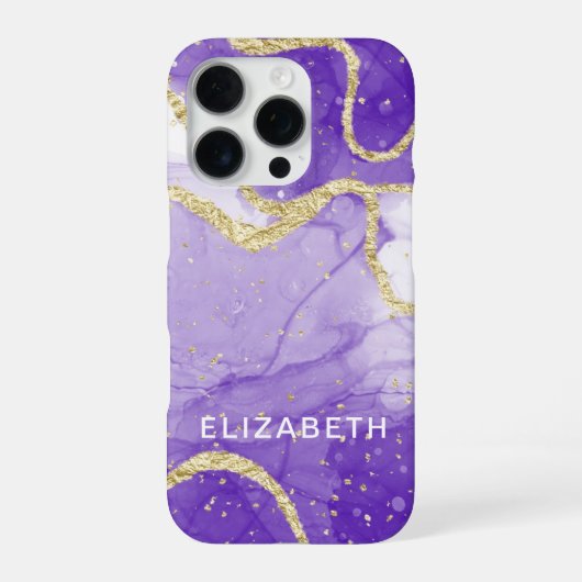 パープル ゴールド 大理石 グリッター オリジナルデザイン iPhoneケース (裏面)