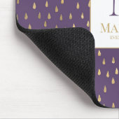 パープル ゴールド 雨滴 モダン おしゃれ モノグラム マウスパッド (コーナー)